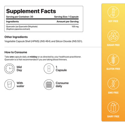 Decode Age Quercetin| 100mg Per Serving | Bio-flavonoids for Healthy Immune Response| Anti-Inflammatory | Ease Allergies| Antioxidant (30 Vegan Capsules)