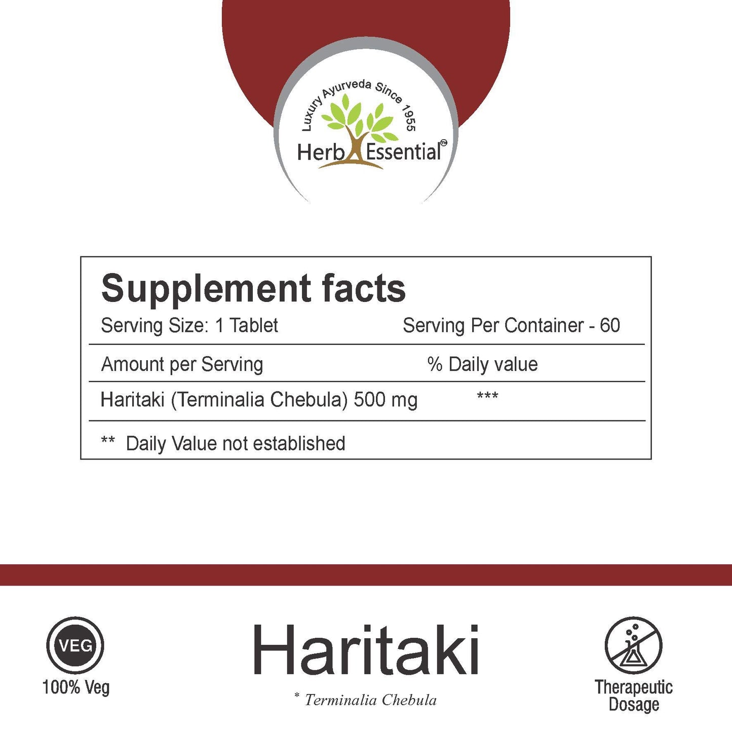 Herb Essential Haritaki Tablets – 500 mg, 60 Count | Terminalia Chebula- image 5