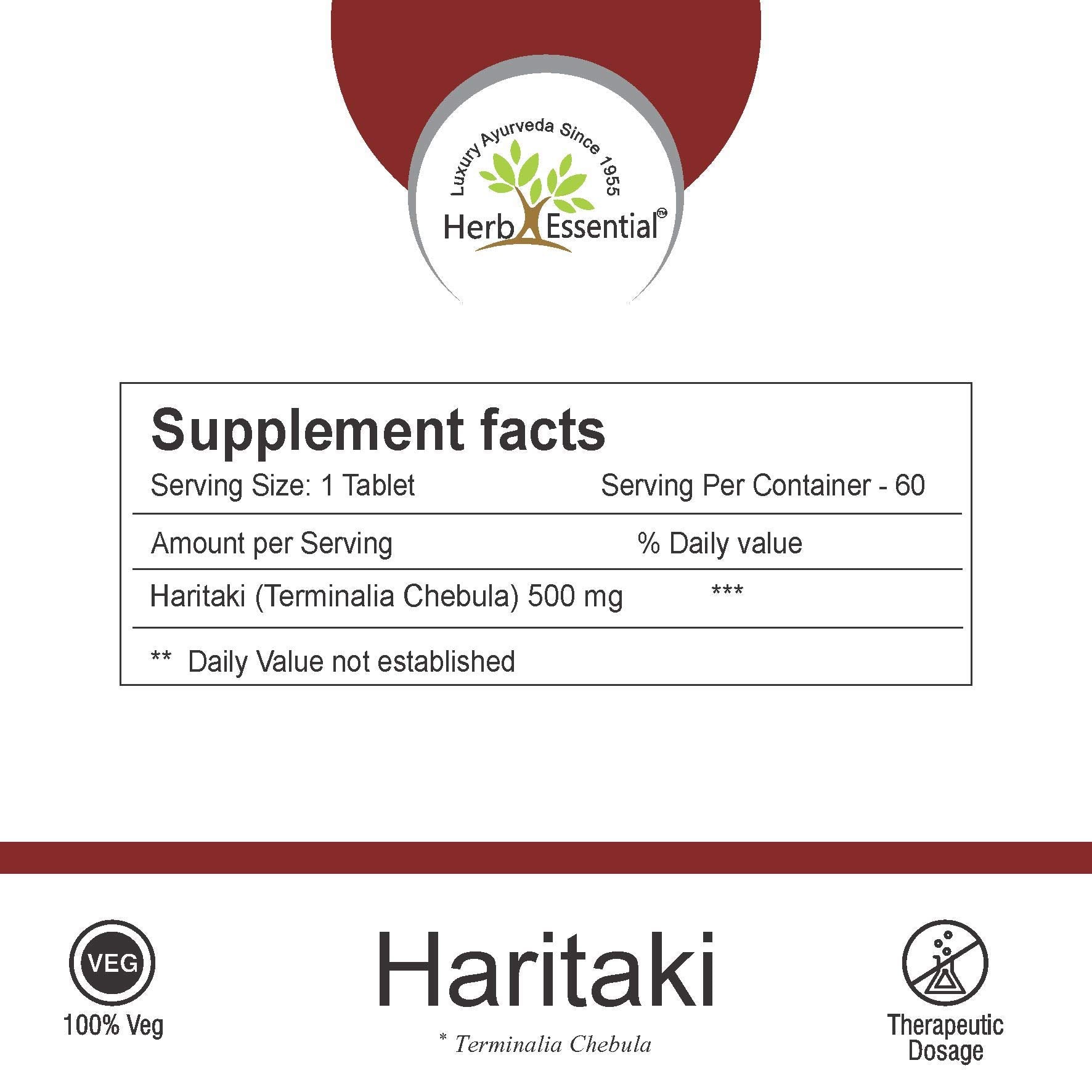 Herb Essential Haritaki Tablets – 500 mg, 60 Count | Terminalia Chebula- image 5