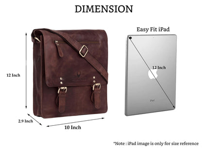 WildHorn Genuine Leather Sling Messenger Bag | Stylish, Functional & Spacious | Buckle Closure | Adjustable Strap | 1-Year Warranty