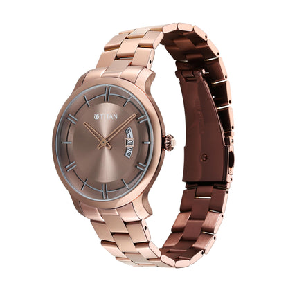 Titan Clasique Slim Quartz Analog with Date Coffee Brown Dial Stainless- image 4