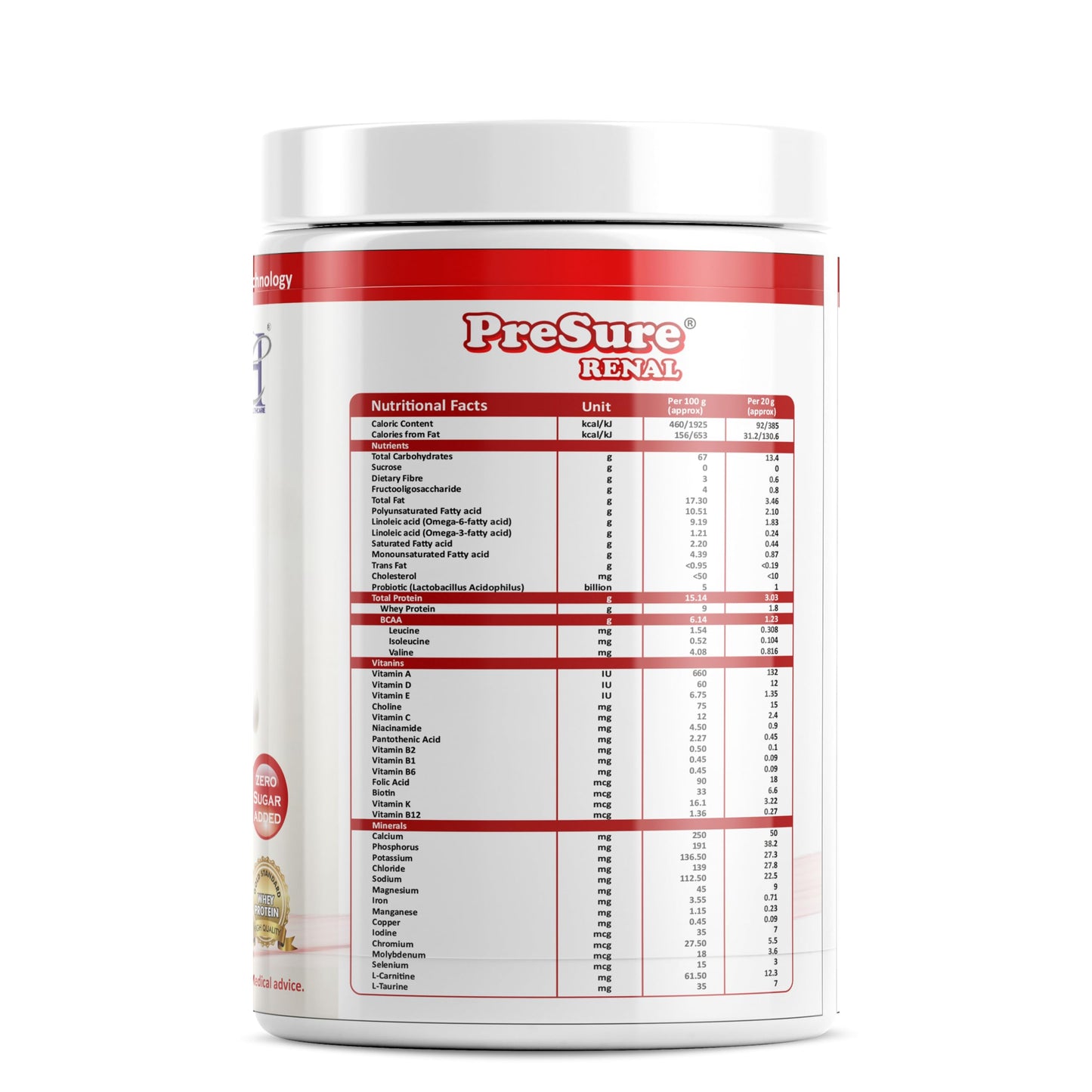 PreSure RENAL care nutrition Management of Patient with kidney disaease whey protein French Vanilla Creme Flavour 400 gm