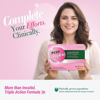 PLUSPLUS PCOS Complete™ | PCOS Supplement & PCOS Drink for Women | Myo-Inositol 2000mg, D-Chiro Inositol (40:1), NAC, CoQ10 | Weight Management, Hormonal Balance, Period Cycle, Skin & Hair | 30 Sachets |