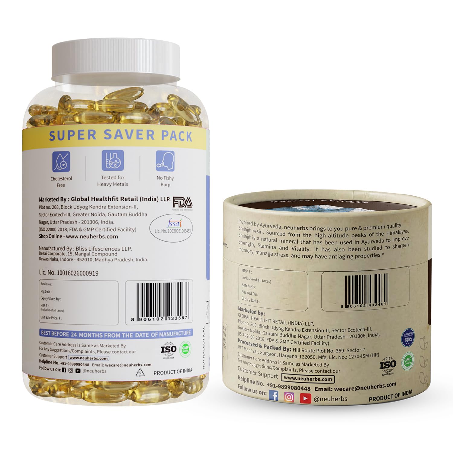 Neuherbs Omega 3 Fish Oil Capsules- 200 Softgels & Shilajit Resin-15 gr- image 2