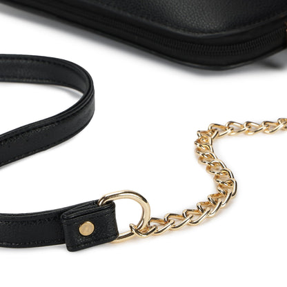 Fastrack Velvet Touch Sling Bag for Women| Faux Leather Sling With Gold Chain Accents | Chic Compact Crossbody with Top Zip Closure | Trendy Women's Handbags | Stylish Bags for Girls