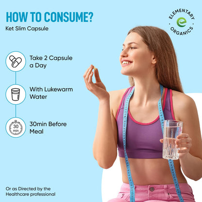 Elementary Organics Keto Capsules with Garcinia Cambogia and Green Coffee for Weight Management (800 mg) 30 Capsule