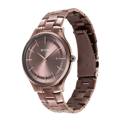 Titan Classique Slimline Brown Dial Analog with Day and Date Stainless- image 4