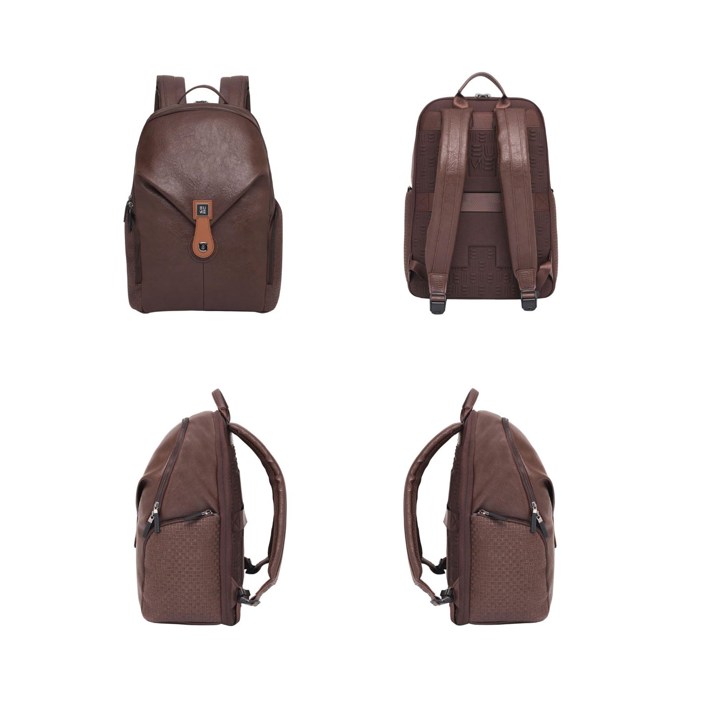 EUME Helix 28L Backpack Bag For Man, Rustic Brown| 2 Large Compartment office Laptop Backpack | Fits Up to 15.6" Laptop | Vegan Leather | Travel Bag | Laptop Backpack For Men and Women