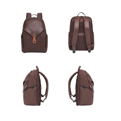 EUME Helix 28L Backpack Bag For Man, Rustic Brown| 2 Large Compartment office Laptop Backpack | Fits Up to 15.6" Laptop | Vegan Leather | Travel Bag | Laptop Backpack For Men and Women