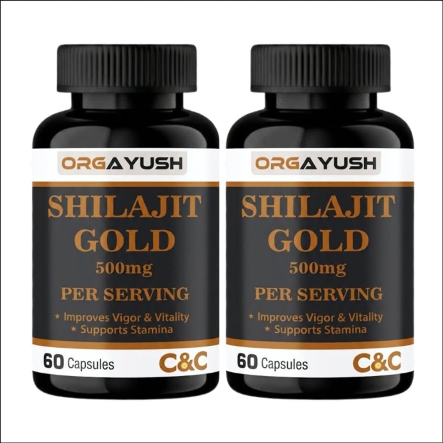 ORGAYUSH Shilajit Gold Capsules – Nano Formulated Himalayan Shilajit Supplement for Energy, Stamina, Vitality & Immunity Support with Fulvic Acid & Minerals (Pack of 1)