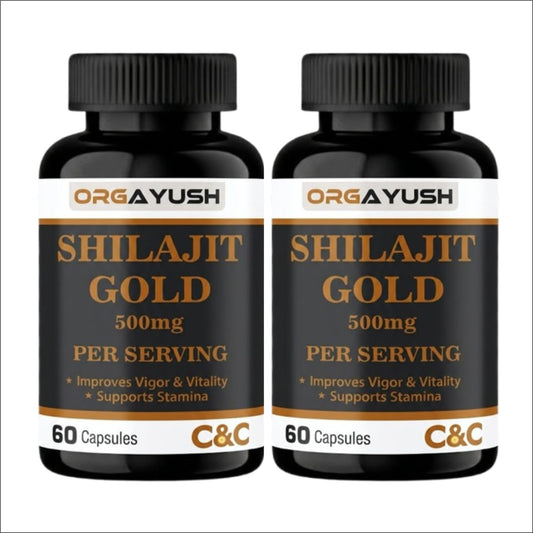 ORGAYUSH Shilajit Gold Capsules – Nano Formulated Himalayan Shilajit Supplement for Energy, Stamina, Vitality & Immunity Support with Fulvic Acid & Minerals (Pack of 1)