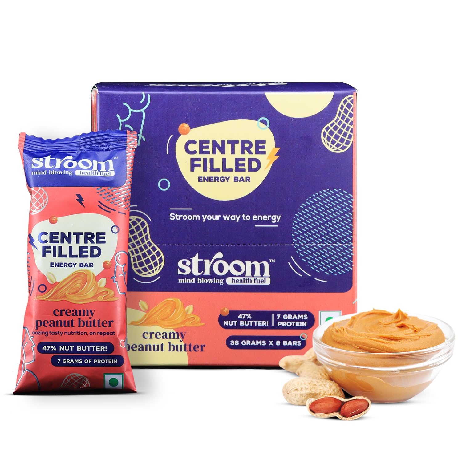 STROOM Asia's First Centre Filled Energy Bars | 7g Protein (8 Bars, 36 Grams Eac