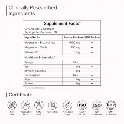 DofaLife Magnesium Glycinate Capsules 1000mg | Highly Absorbable Chelated Magnesium | Supports Muscle Recovery, Sleep, Bones & Nerve Health | 60 Veg Capsules