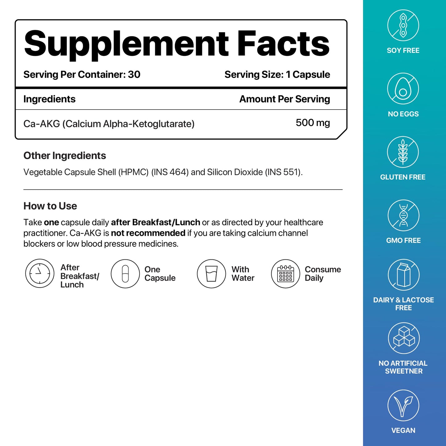 Decode Age Ca-AKG Supplement 500 mg – 99.9% Pure, Highly Bioavailable Calcium Alpha-Ketoglutarate for Bone Strength, Energy & Muscle Recovery – Clinically Tested, 30 Vegetarian Capsules