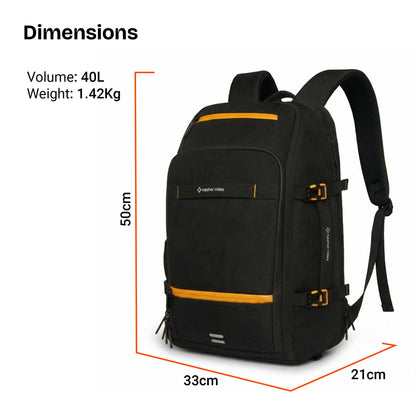 Nasher Miles Manhattan Premium Reversed Polyester Laptop Backpack 40L Ideal for College, School, Office, Travel, Overnighter | Men, Women, Boys, Girls (Black)
