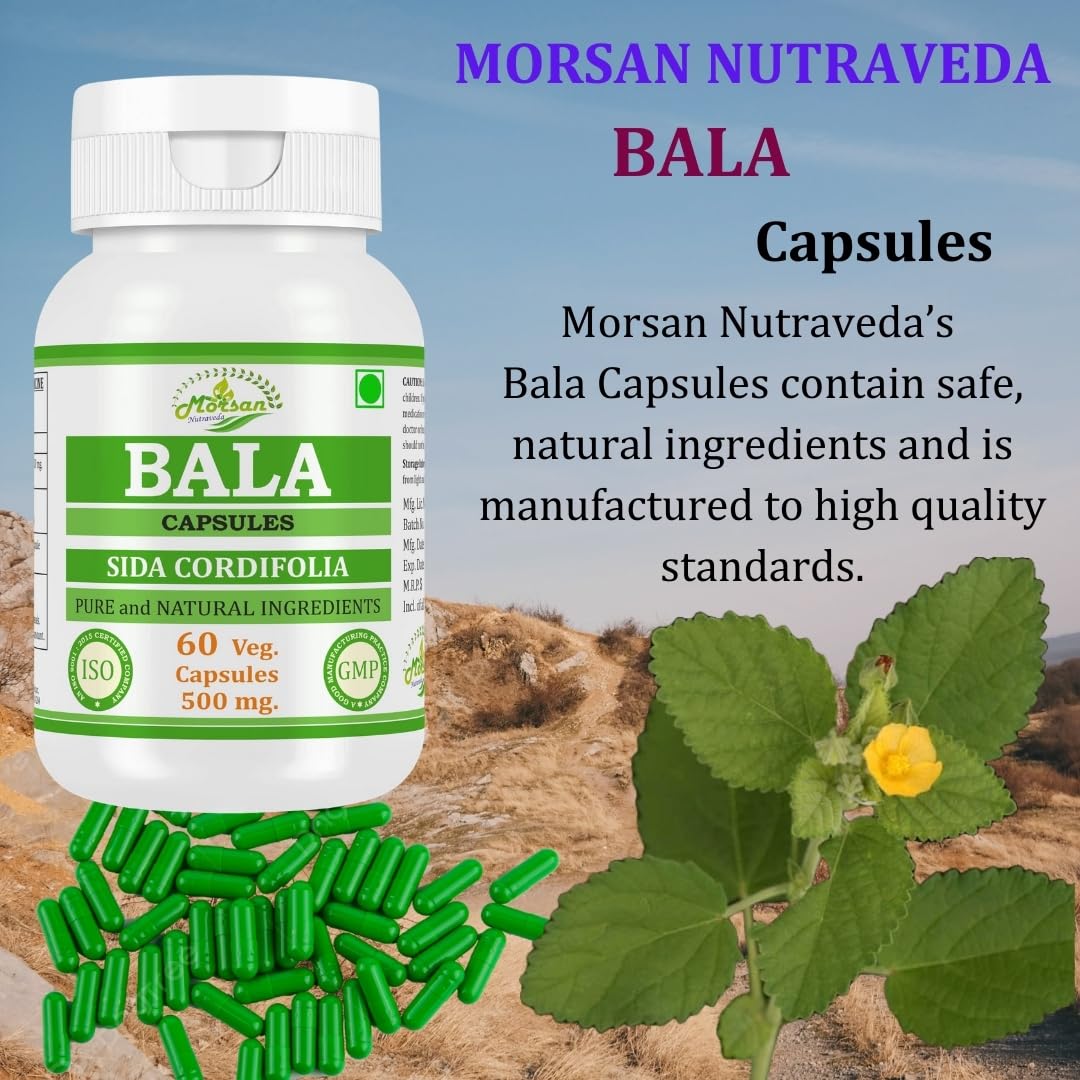 Bala Capsules (Sida Cordifolia Extract) 500mg – Ayurvedic Herbal Capsules for Strength & Vitality, 60 Vegan