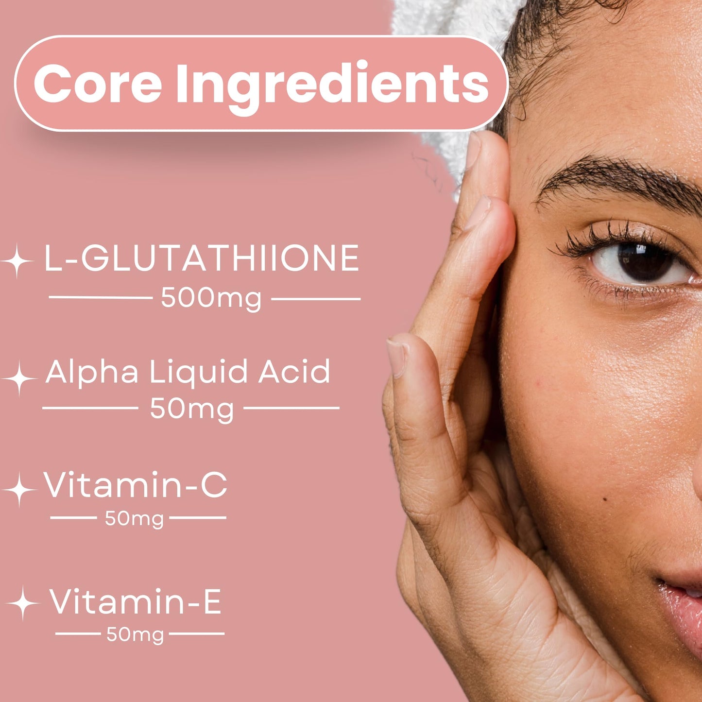 ABHEDA HEALTHCARE L-Glutathione 500mg - 30 Capsules - With Vitamin C and E | Advanced Antioxidant for Skin Brightening, Detoxification, and Immune Support