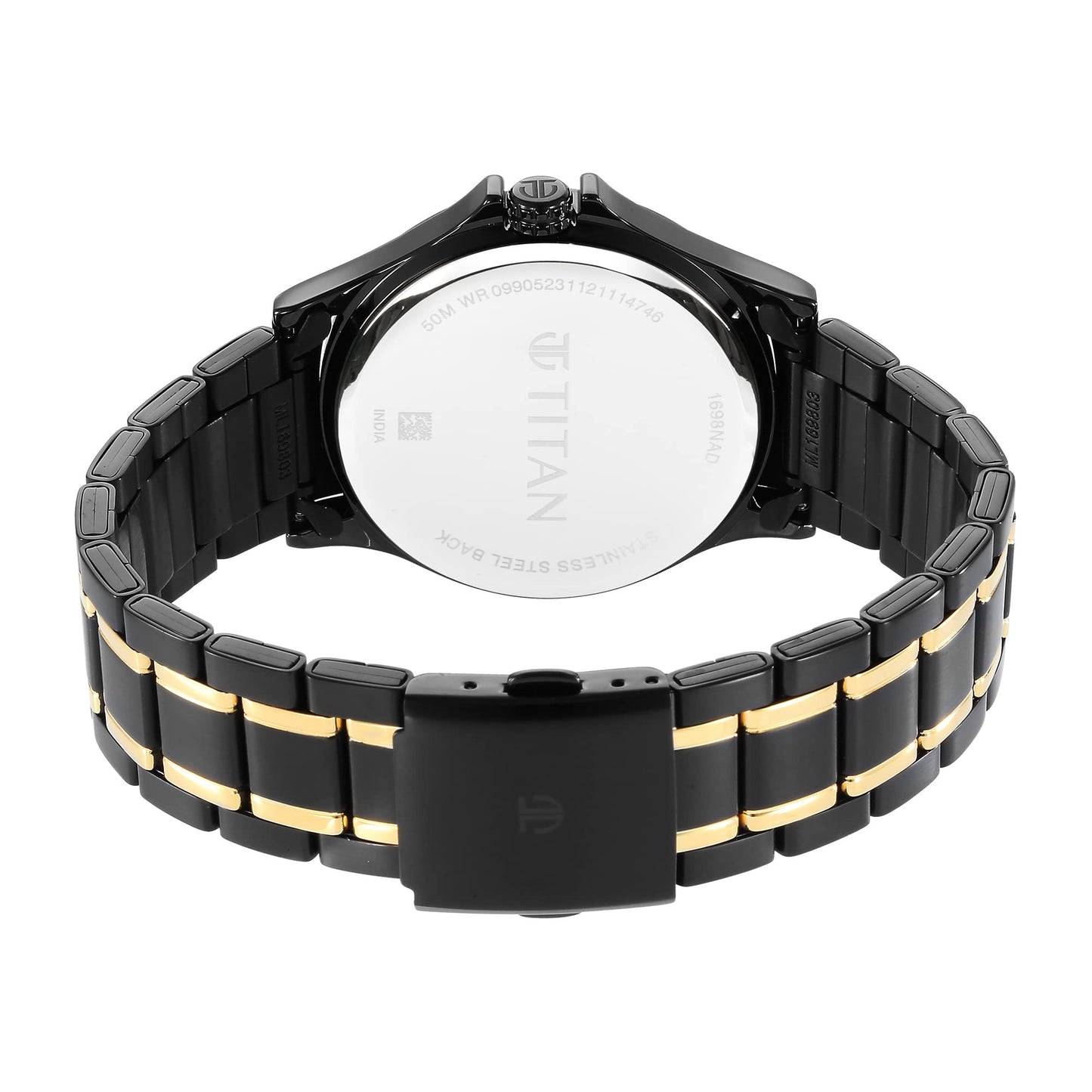 Titan Black and Gold Black Dial Quartz Multifunction Stainless Steel St- image 2