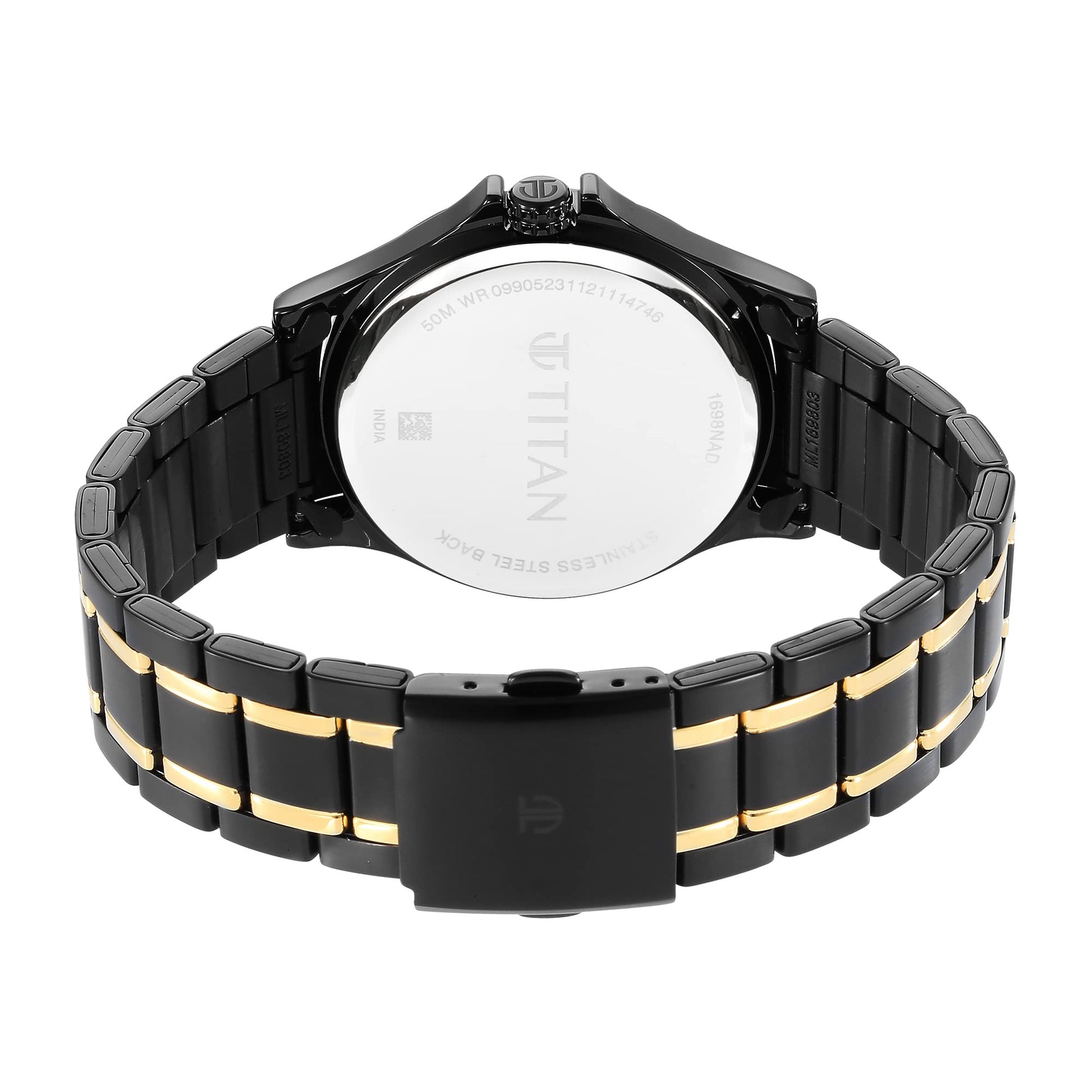 Titan Black and Gold Black Dial Quartz Multifunction Stainless Steel St- image 2