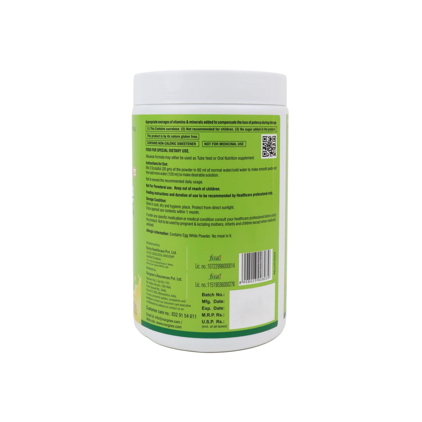 Nucgnex Albuwise Albumen Protein rich Formula powder 300g - Vanilla Flavor