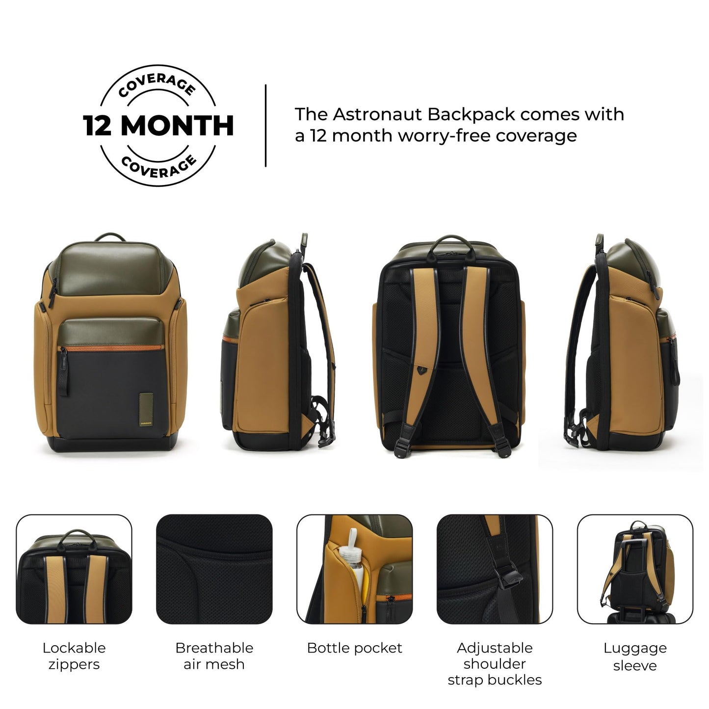 MOKOBARA The Astronaut Backpack | 25 Liter Capacity, Fits 16 Inch Laptop, Durable Nylon & Vegan Leather | Ideal For Work & Travel, Ergonomic Design & Breathable Back Panel (On The Rocks)