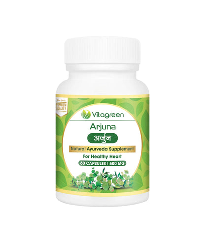 taGreen ARJUNA Capsules for Cholesterol & Healthy Heart, Pure Ayurvedic, Natural, Herbal Supplement, 500 mg , 60 Capsules Pack - Total 180 Capsules (Pack of 3)