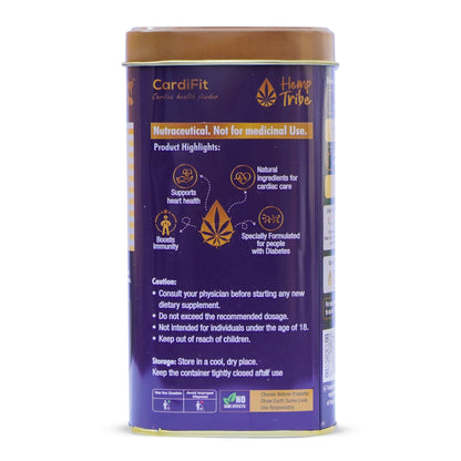 Hemp Tribe CardiFit Diabetic & Cardiac Formula | Hemp Seed Powder | Supports Heart Health & Blood Sugar | Rich in Antioxidants | Boosts immunity |Sugar free | Chocolate flavour | 200 grams