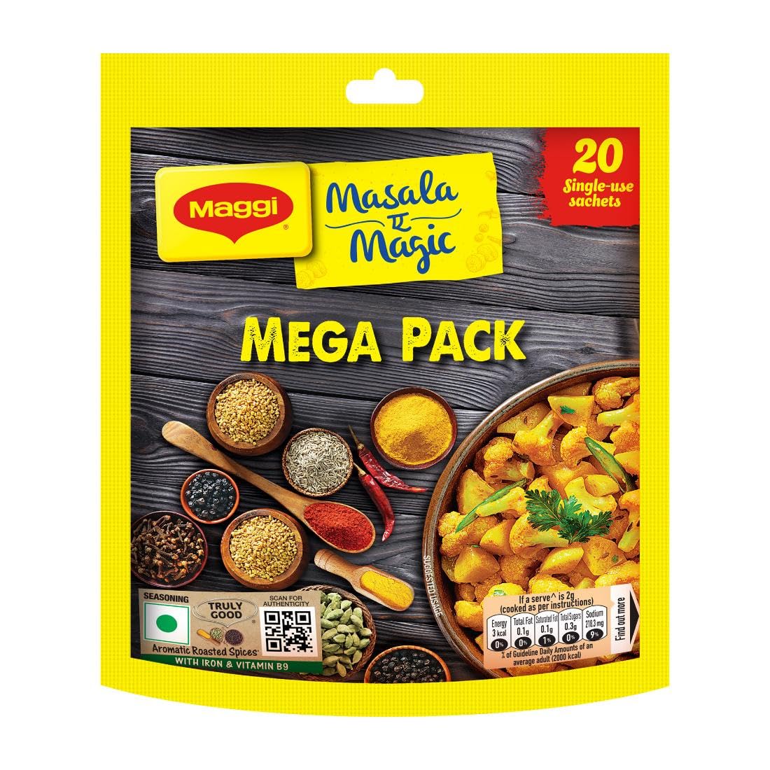 MAGGI Masala-ae-Magic Vegetable Masala, All in One | 120g Pouch (6g x 20 Sachets)