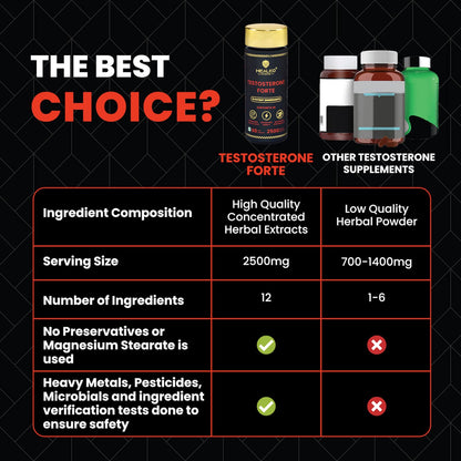 Healeo Testo Forte, 12-in-1 Testosterone Booster for Men with Tribulus, Safed Musli, Panax Ginseng, L-Arginine - Enhances Stamina, Muscle Strength & Power - Lab Tested - 60 Veg Tablets