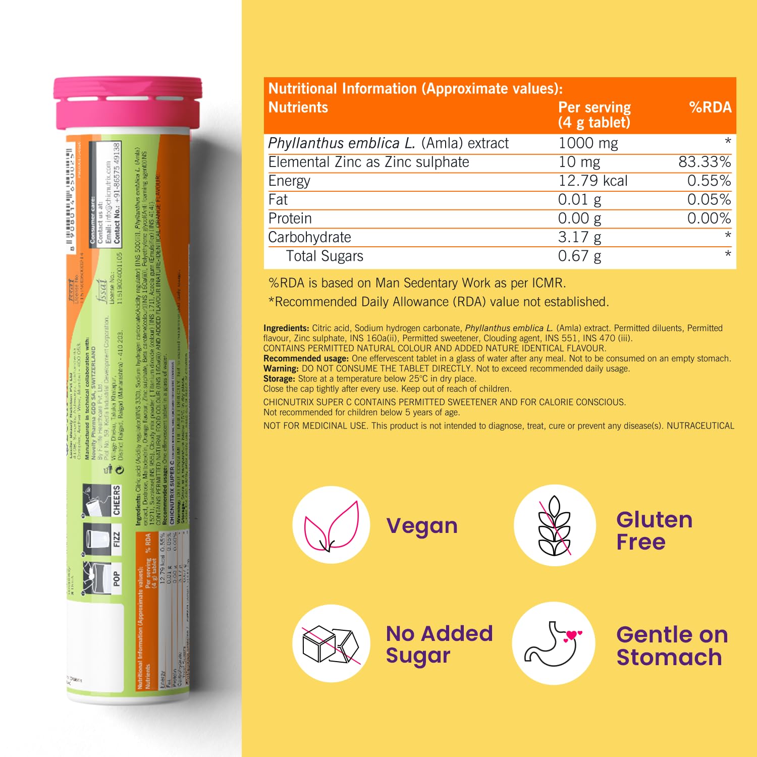 Chicnutrix Super C - Natural Vitamin C & Zinc for Clear & Acne Free Ski- image 6