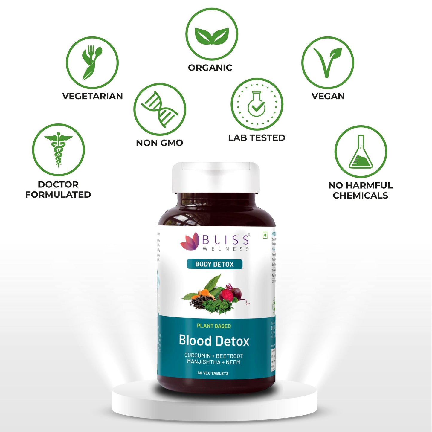 Bliss Welness Blood Detox | Curcumin Beetroot Manjistha Neem Extract -- image 4