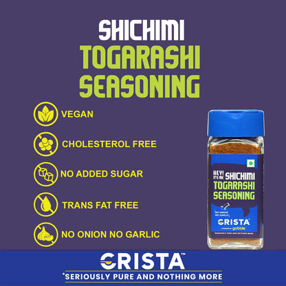 CRISTA Japanese Shichimi Togarashi Seasoning | No Added Sugar | Cholesterol Free | Trans Fat Free | Zero added Colours, Fillers, Additives & Preservatives | 45 gms