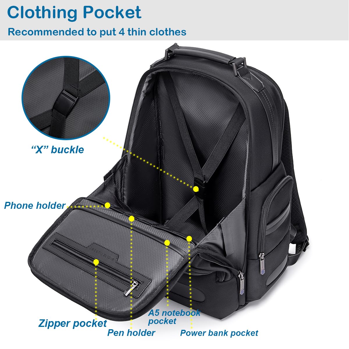 Arctic Hunter Premium Backpack with Shockproof Laptop Compartment 20L Heavy Duty Padded 1680D Polyester Multiple Pockets Smart Organizer Water/Scratch Resistant