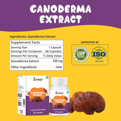 Zindagi Ganoderma Pure Extract Capsules - Helpful In Weight Management - Antioxidants For Healthy Body (60 Capsules)