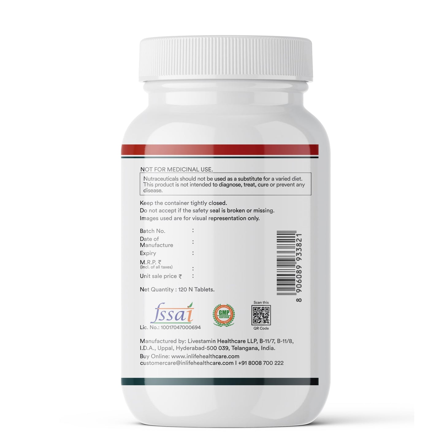 INLIFE Multivitamin Tablets for Men | Enriched with Zinc, Vitamin C, Vitamin D3, and Essential Minerals | 120 Tablets