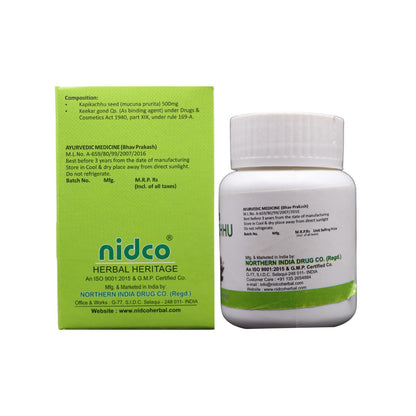 NIDCO Herbal Heritage Kapikachhu Tablets 500 mg | Mucuna Pruriens Tablets for Brain Health, Energy & Stamina | Black Kaunch Beej | Ayurvedic Velvet Beans | 60 Pure Herbal Veg Kala Konch Beej