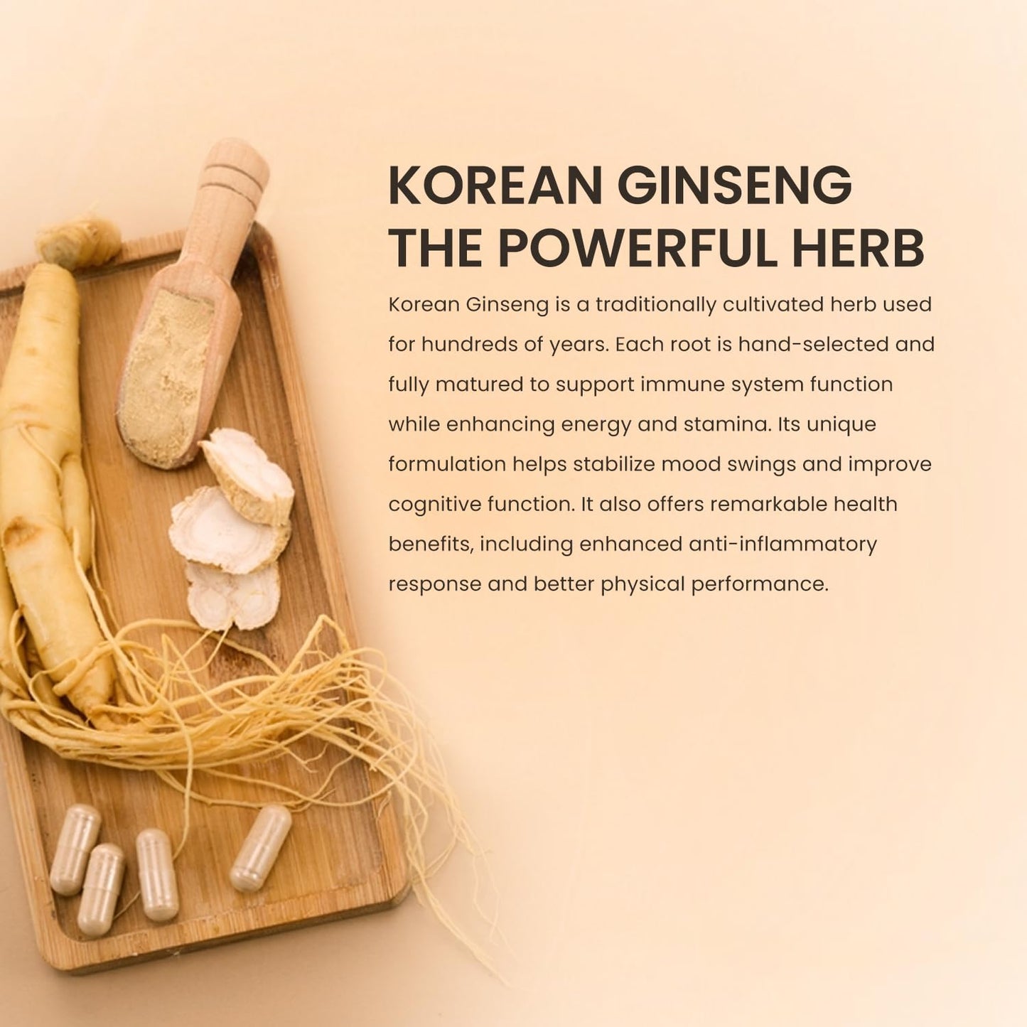 Herbalmax Korean Ginseng Capsules | Supports Immunity, Stamina & Energy | Natural Stress Relief & Vitality Booster Ayurvedic Supplement for Men & Women | Pack of 2, 60 Veg Capsules Each