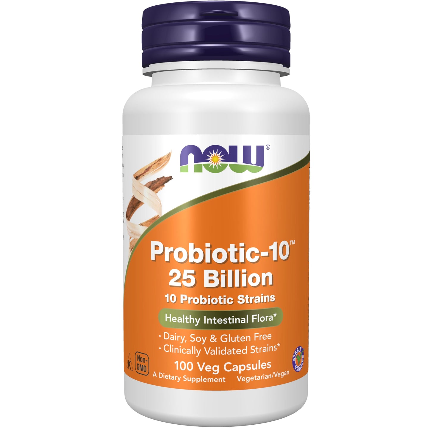 Now Foods Vegetarian Probiotic Capsules Probiotic-10 25 Billion, 100 Count