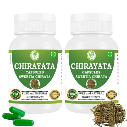 MORSAN HEALTHCARE Chirata herb capsules 500 mg – 60 Veg Capsules | Swertia Chirata Extract | Plant-Based Herbal Supplement | Vegan & Gluten-Free (PACK OF 2)