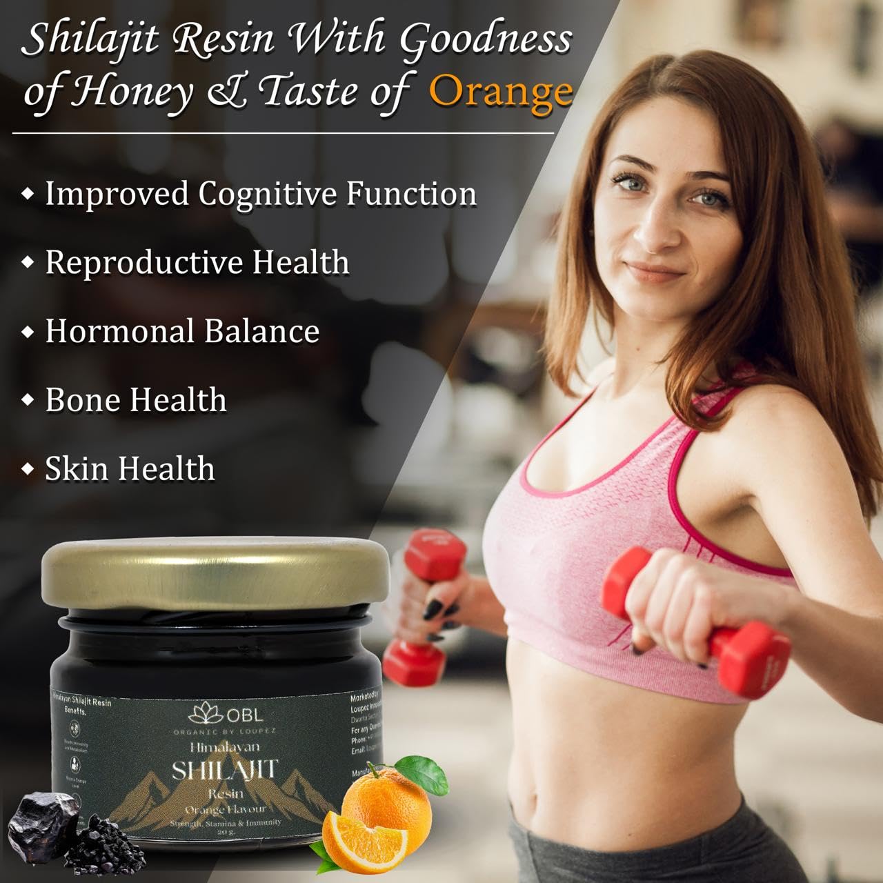 OBL Himalayan Shilajit Resin with Honey – Pure Himalayan Blend – Strength, Stamina & Muscle Booster – Energy Supplement for Men & Women – 250mg/Serving – 80 Servings – 20g Pack