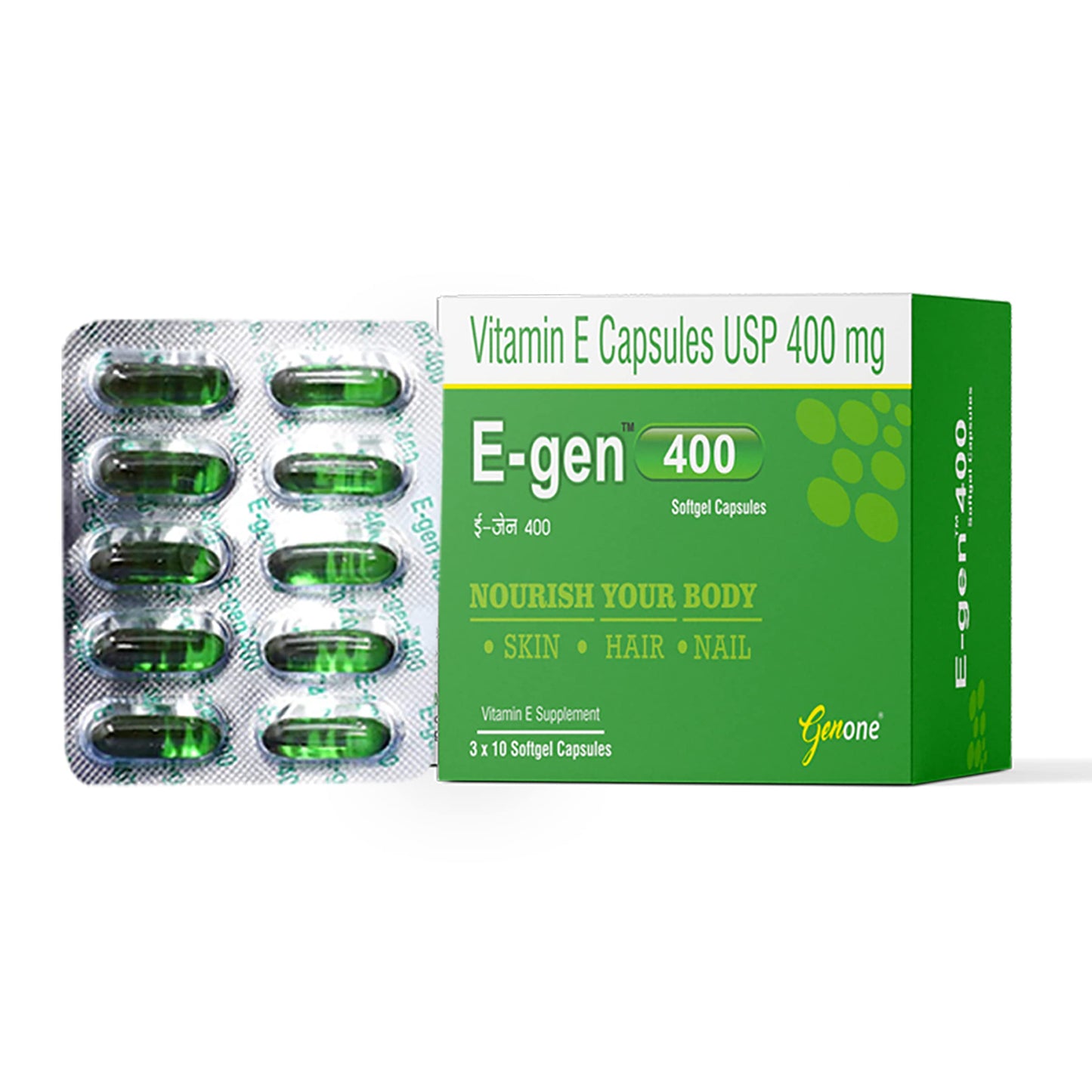 Genone E-gen Natura NATURAL Vitamin E Oil Capsule for Skin and Hair (50 Capsules)