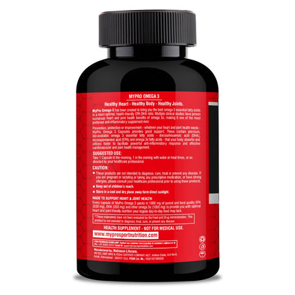 Mypro Sport Nutrition Omega 3 Fish Oil-60-Capsule (1000mg Omega 3 with 550 mg EPA & 350 mg DHA), for Brain, Heart, Eyes,and Joints Health For Men And Women