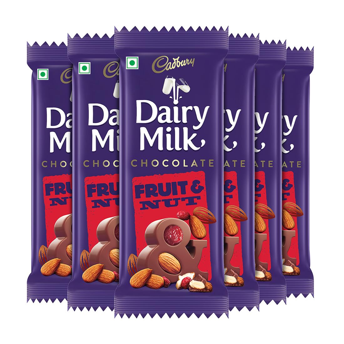 Cadbury Dairy Milk Fruit & Nut Chocolate Bar, Pack of 6 x 80g