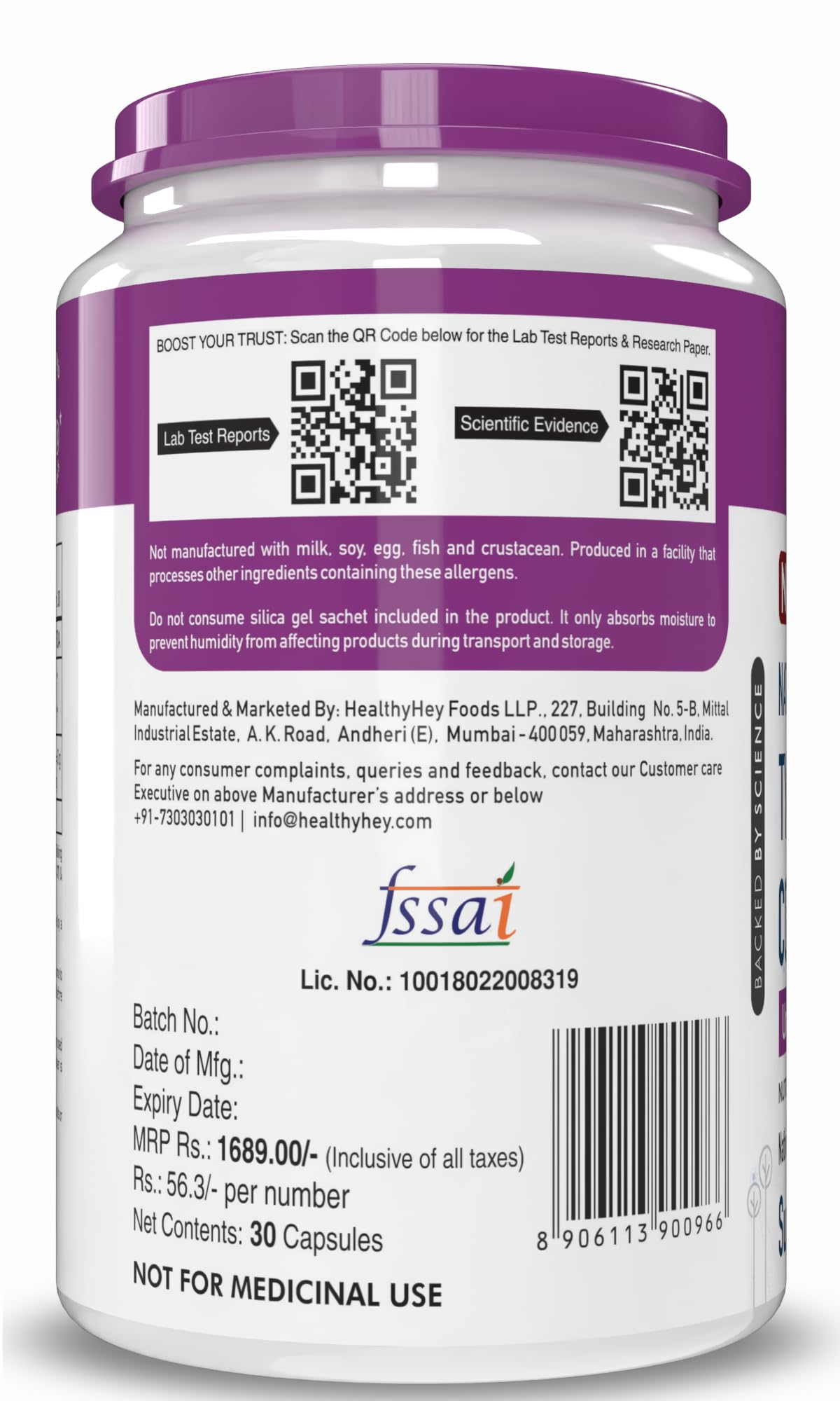 HealthyHey Nutrition NTC II Type 2 Collagen, Supports Cartilage and Joints, Pack of 30 Capsules