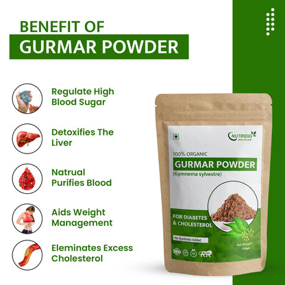 Nutridig Healthcare 100% Natural Gurmar Powder, 100gm | Cleanses Liver & Managed Blood Sugar Level | | For Blood Sugar Level Management & Diabetes Care