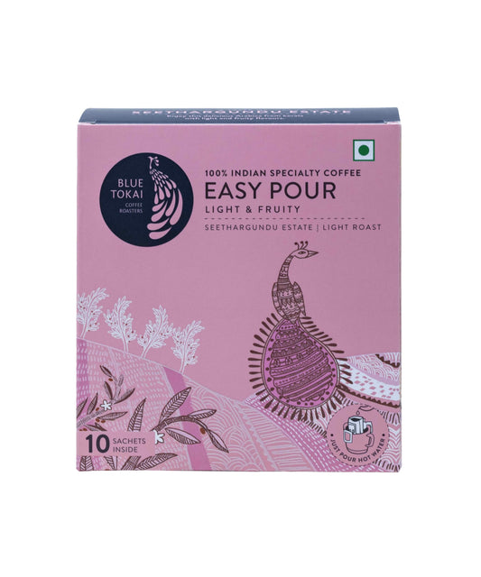 Blue Tokai Coffee Roasters Easy Pour Over Coffee Drip Bags | Seethargundu Estate - Light Roast | Pack Of 10 Sachets | 100% Arabica Beans | Ready to Brew in 2 Mins | Just Pour In Hot Water