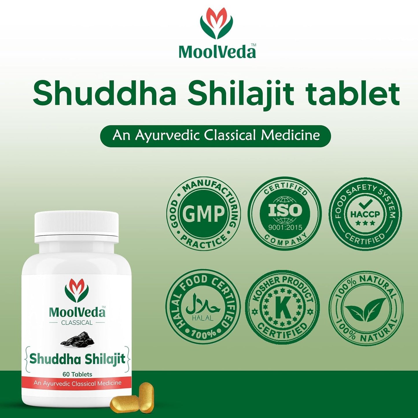 Moolveda Original Shuddha Shilajit Pure Gold Tablets for Men & Women, I- image 2