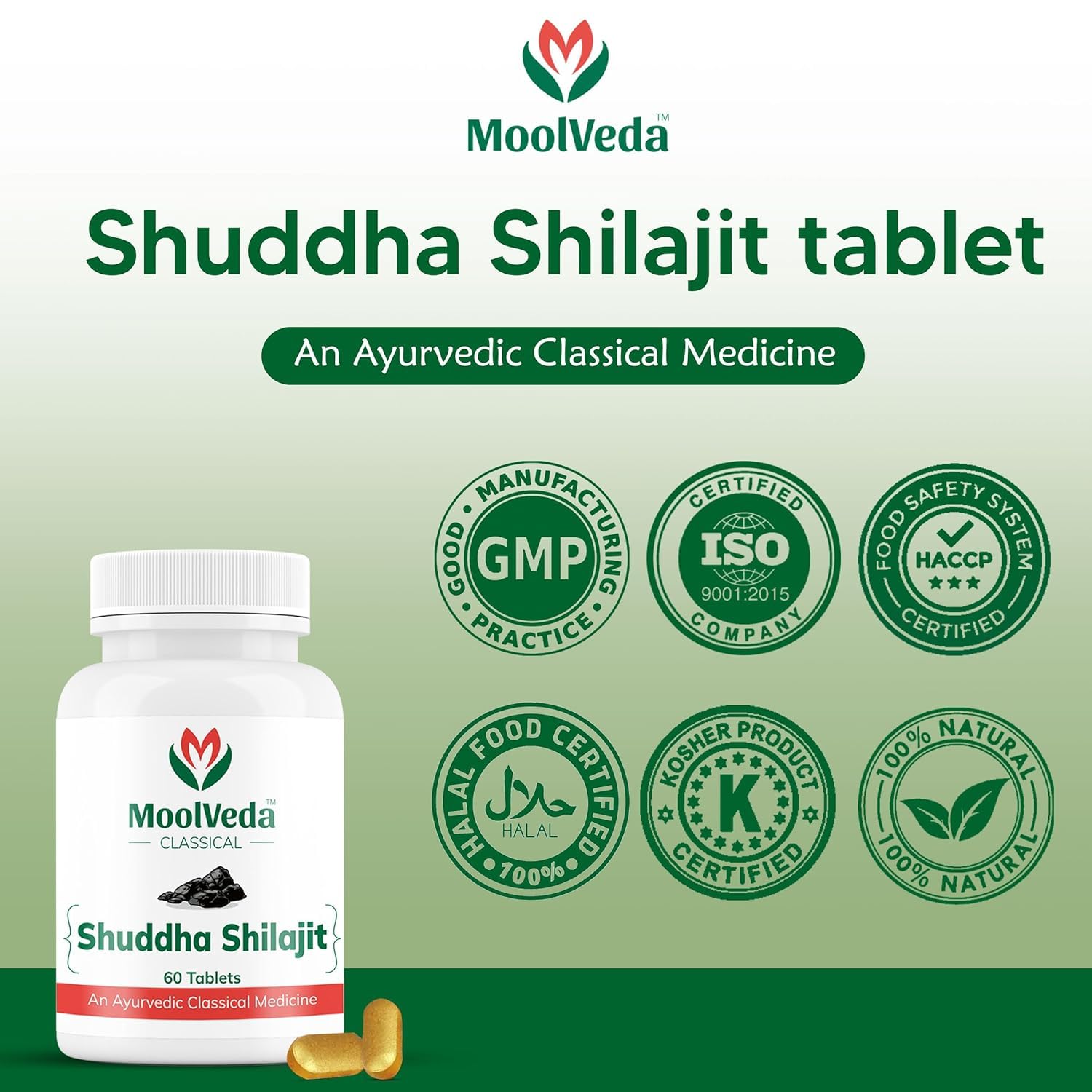Moolveda Original Shuddha Shilajit Pure Gold Tablets for Men & Women, I- image 2