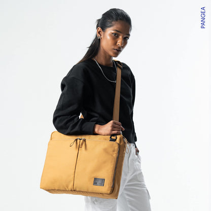 DailyObjects PET Amber Meridian Convertible Briefpack (Backpack + Briefcase) (16L)| 100% Recycled | Fits any Laptop Upto 16 Inch | Lightweight Shoulder Backpack | Multiutility Bag with Trolley Sleeve