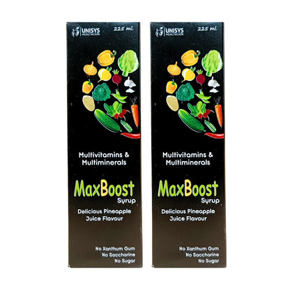 Herbshd MaxBoost Syrup For Multivitamin | Multimineral | Delicious Pineapple Flavour | 225ml | Pack of 2